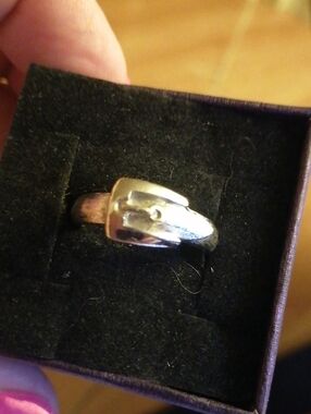 Silver Buckle Avon Design Vintage Adjustable Pinky Ring 4.5-6